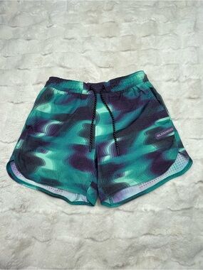 🔥Legends Green Blue Wavy Camo Drawstring Athletic Activewear Women Shorts Small